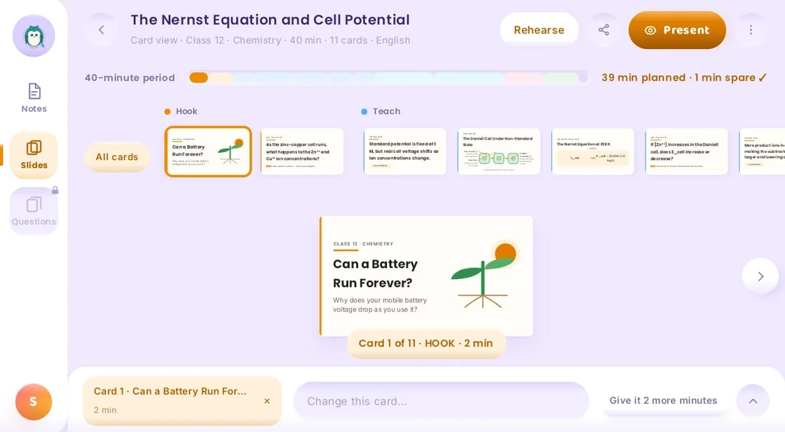 Lesson slides for The Nernst Equation, Class 12 Chemistry